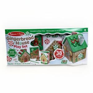 Melissa & Doug Wooden Gingerbread House Christmas Holiday Playset 38 Pcs. NEW